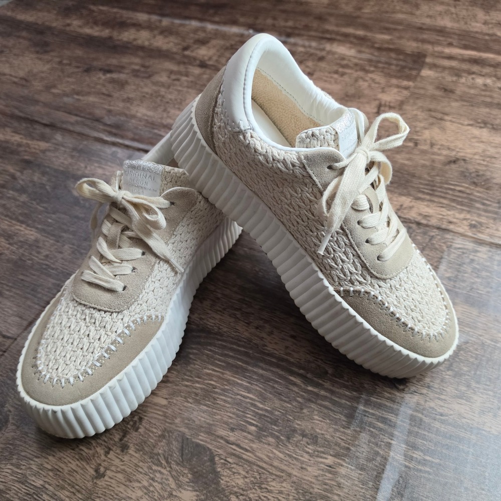 VINTAGE HAVANA Blaze 2-9 Sneakers Womens 9 Beige Crochet Platform Star Low Top